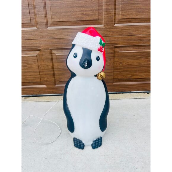 Vintage Penguin Blow Mold Santa Hat 24" Lights Up - Picture 1 of 7